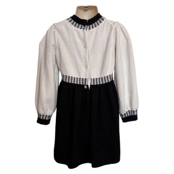 Janie & Jack Black and White Fair Isle Sweater Dress Size 3T - Picture 4 of 8